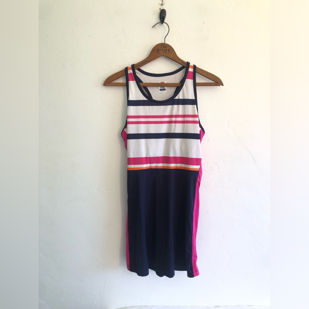 FILA Sport Tank Top Women's XS Blue Pink White Active Tank Top with Built-in Bra
